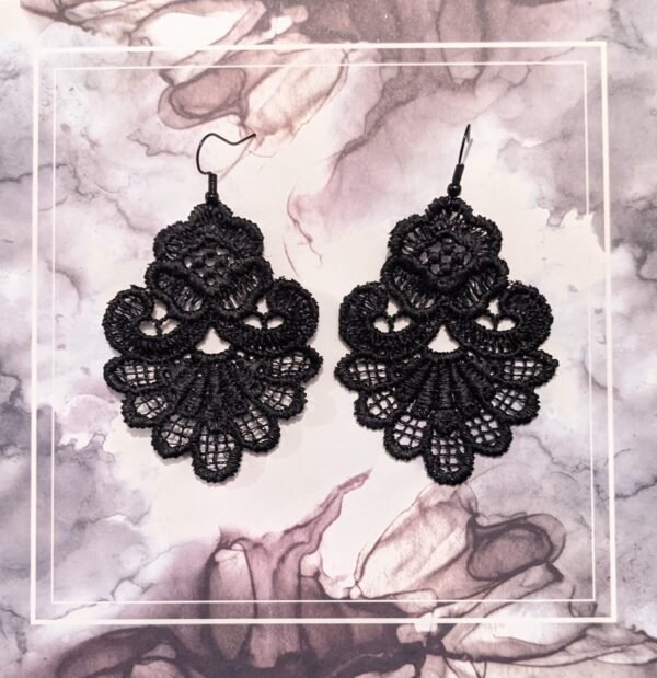 Retro Rose Black Lace Earrings - Image 4
