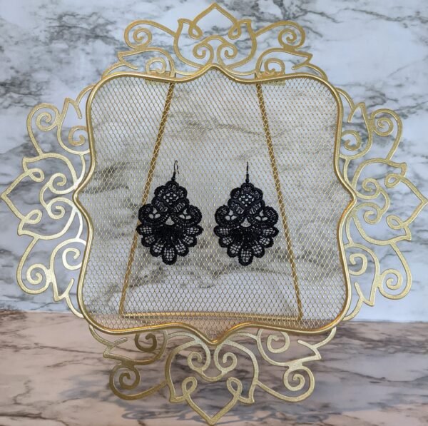 Retro Rose Black Lace Earrings - Image 3