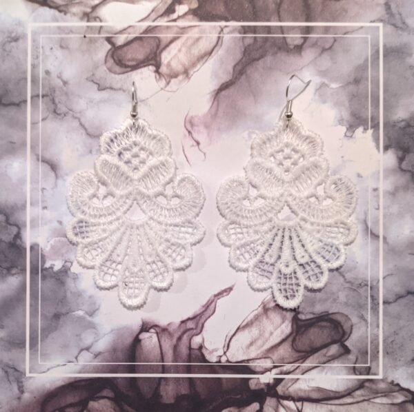 Retro Rose White Lace Earrings - Image 4