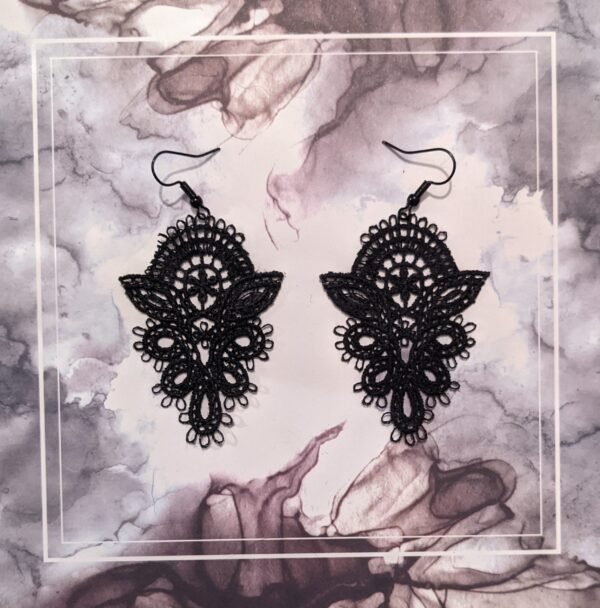 Royal Elven Black Lace Earrings - Image 4
