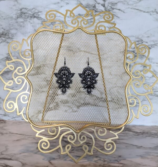 Royal Elven Black Lace Earrings - Image 3