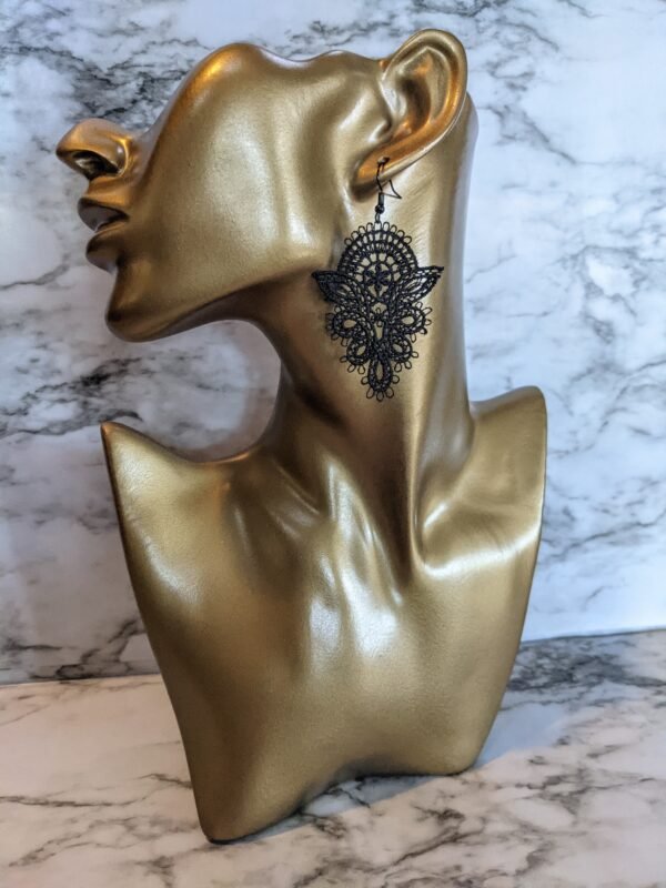 Royal Elven Black Lace Earrings - Image 2