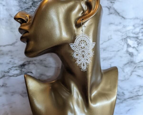 Royal Elven White Lace Earrings