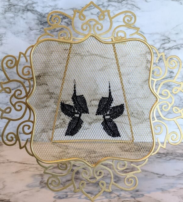 Three Leaves Black Lace Earrings - Image 3