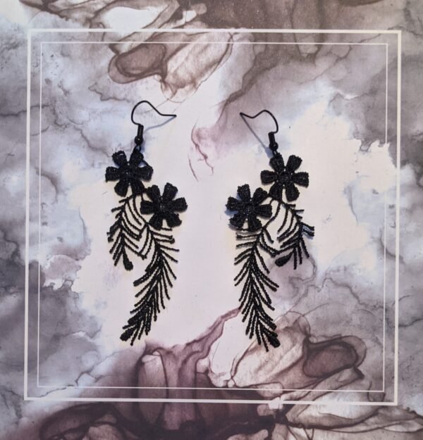 Timeless Floral Black Lace Earrings - Image 4