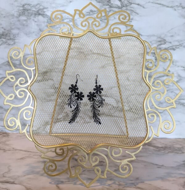 Timeless Floral Black Lace Earrings - Image 3