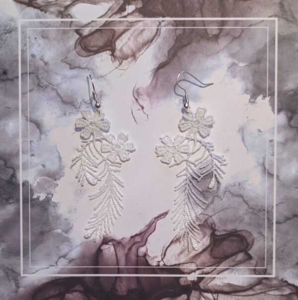 Timeless Floral White Lace Earrings - Image 4